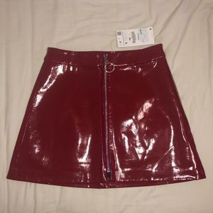 Zara red patent vinyl skirt